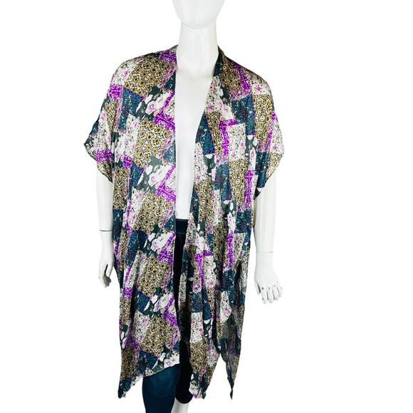 New Isle Of Mine Womans Sz One Size Floral Print Kimono Vacation NWT - Picture 1 of 9